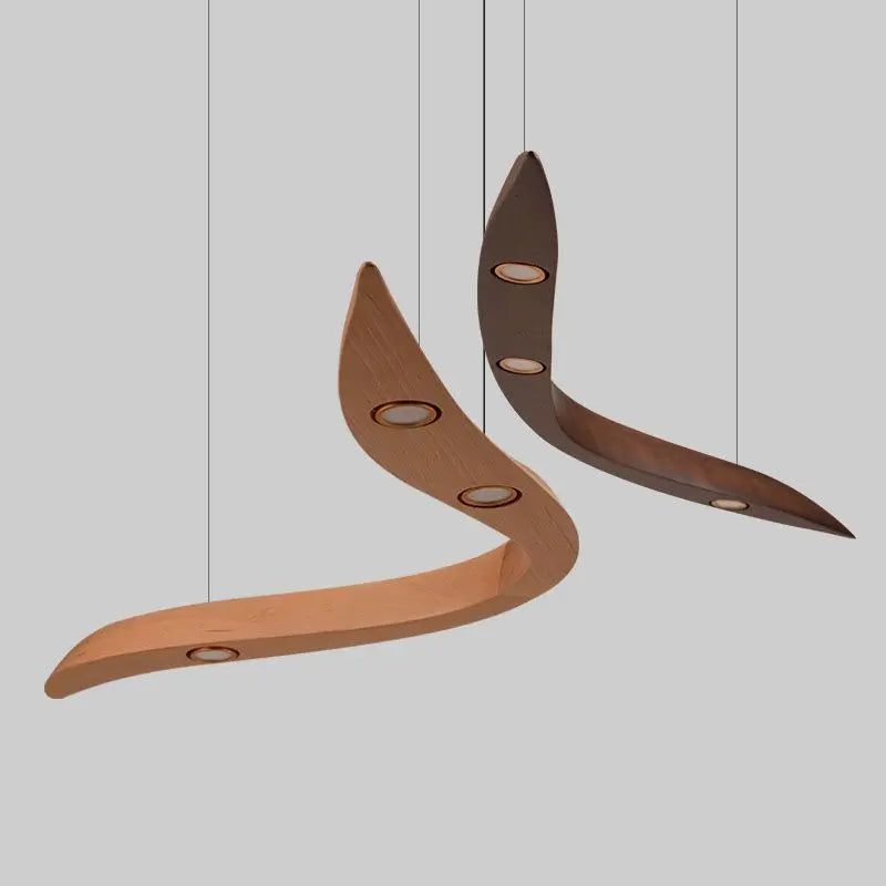 Handmade Wooden Wave Pendant Lights - Boho Chic Hanging Decor for Bedroom, Living Room & Outdoor Spaces