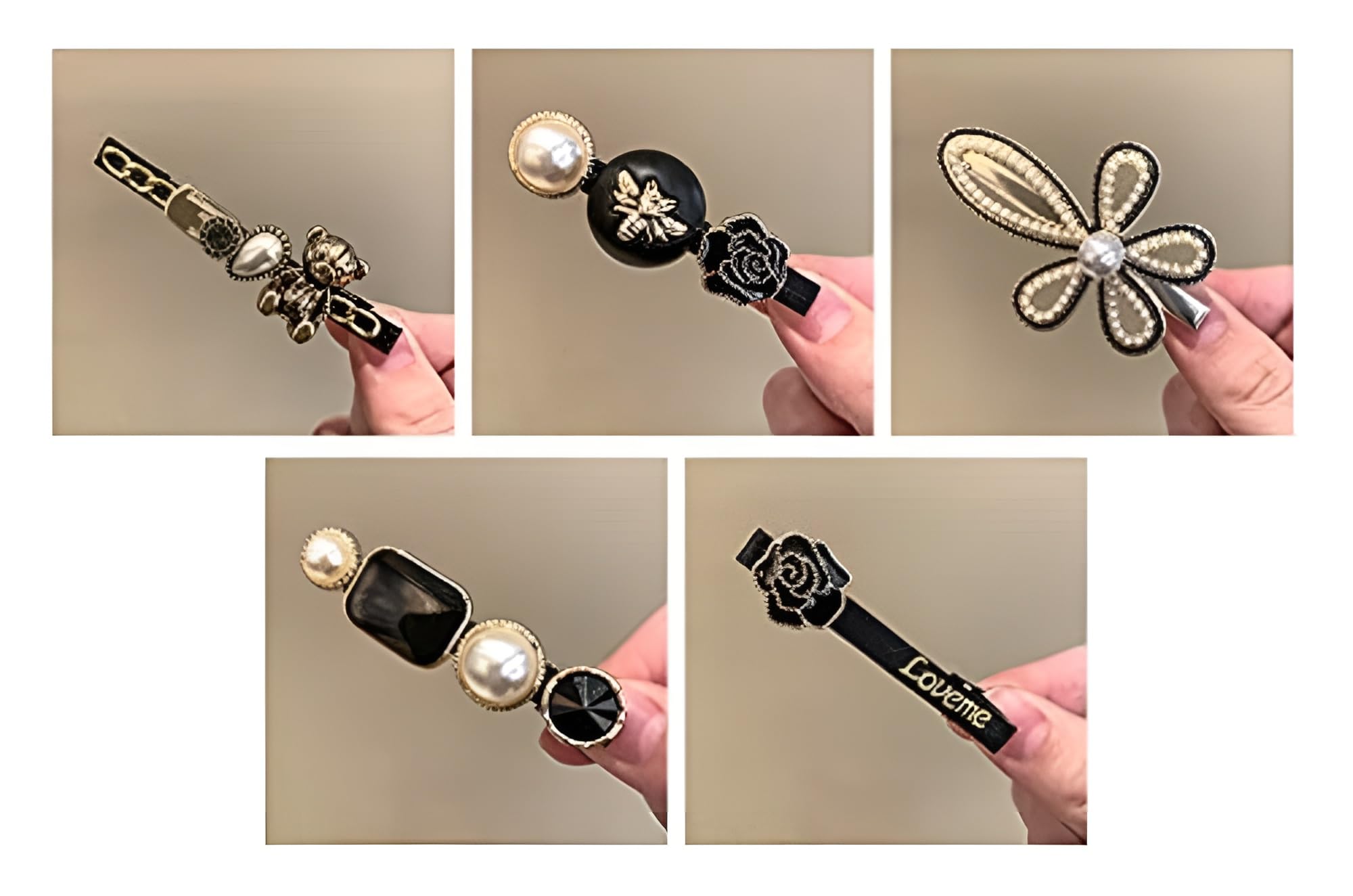 BellaStella Korean Stylish Pearl Rhinestone Hair Clips - Elegant Marble Alligator Bobby Pins for Women, Hair Accessories & Headdress Jewelry - Perfect for Weddings, Parties & Daily Styling