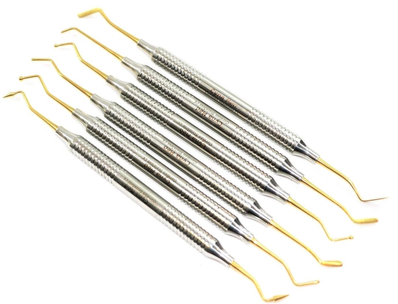 Premium Titanium-Coated German Dental Instruments Set - 6PCS Composite Separating Filling Probe Spatula Scaler for Professional Dentists & Dental Clinics | Ideal for Restorative Procedures, Cavity Prep & Cosmetic Dentistry