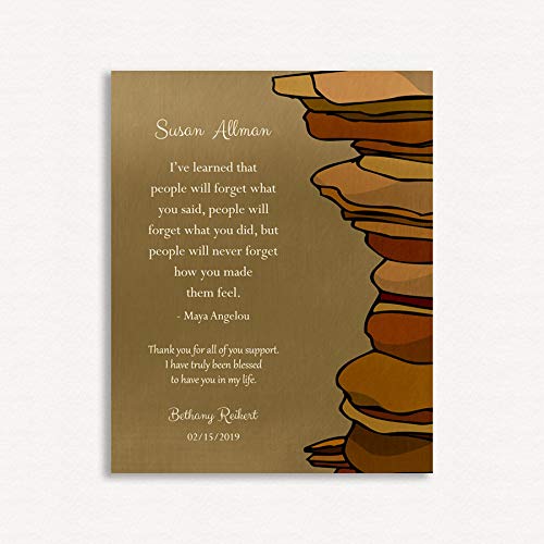 16x20 Custom Personalized Canvas Print for Teachers & Mentors - Inspirational Maya Angelou Quote with Rocks Design - Thoughtful Thank You Gift from Mentee, Separation Present, Leadership Appreciation Gift (1839) - Perfect for Office Decor, Classroom Wall Art & Retirement Gifts