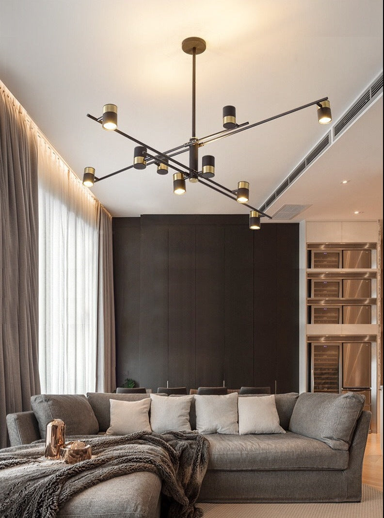 Lynx Design Rotatable Sputnik Chandelier - Modern Adjustable Ceiling Light Fixture for Dining Room, Living Room & Bedroom Decor
