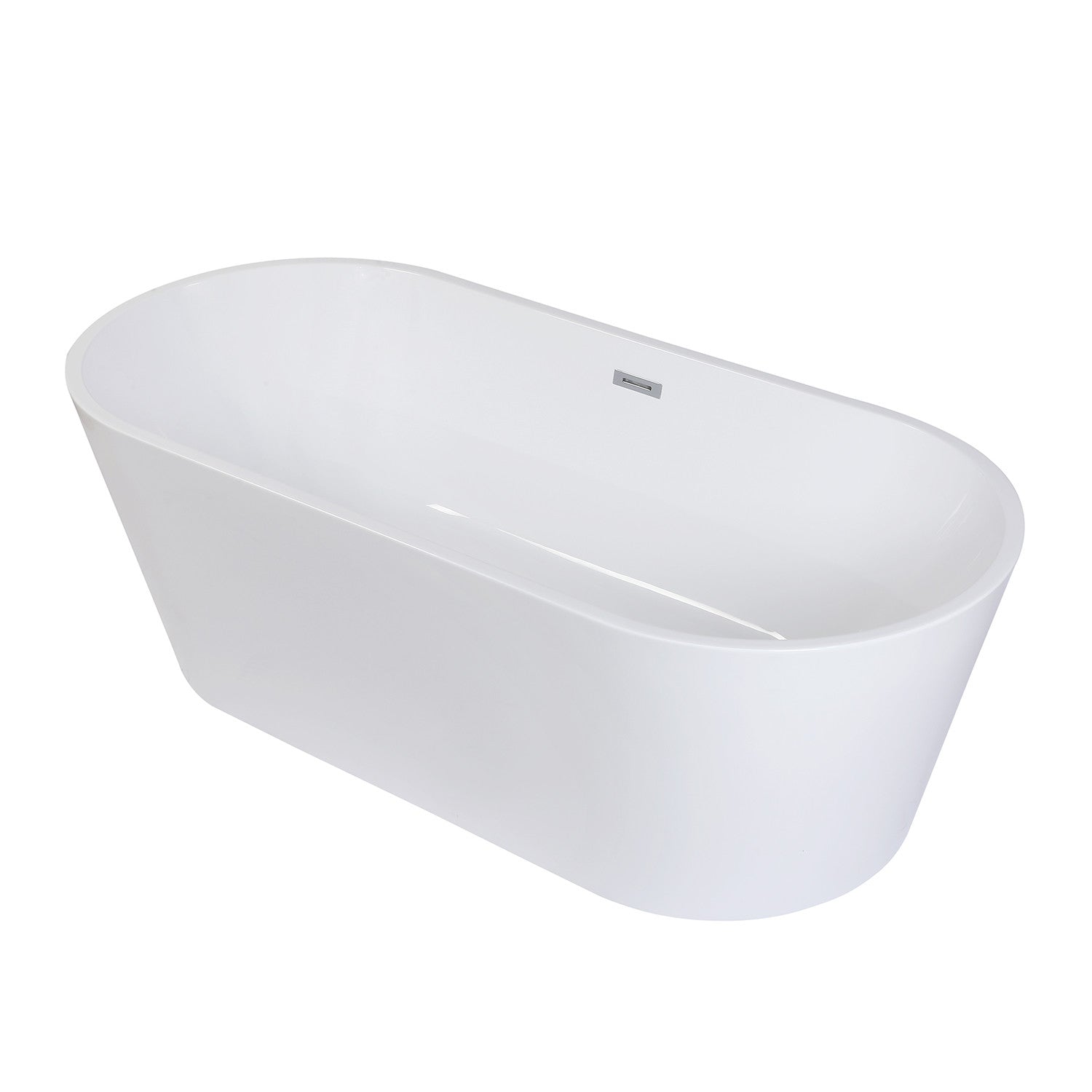 Aqua Eden 71-Inch Freestanding Acrylic Oval Bathtub - Double Ended Design with Drain, Glossy White Finish | Perfect for Modern Bathroom & Spa Relaxation