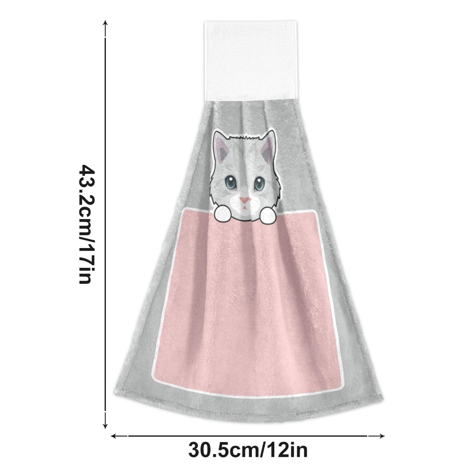 Premium British Shorthair Cat Print Hanging Kitchen Towels - Super Absorbent & Fast Drying Dish Cloths, Tea Towels for Bathroom, Tabletop & Gym - Set of 2 Cute Home Decor Towels for Cooking, Cleaning & Kitchen Essentials