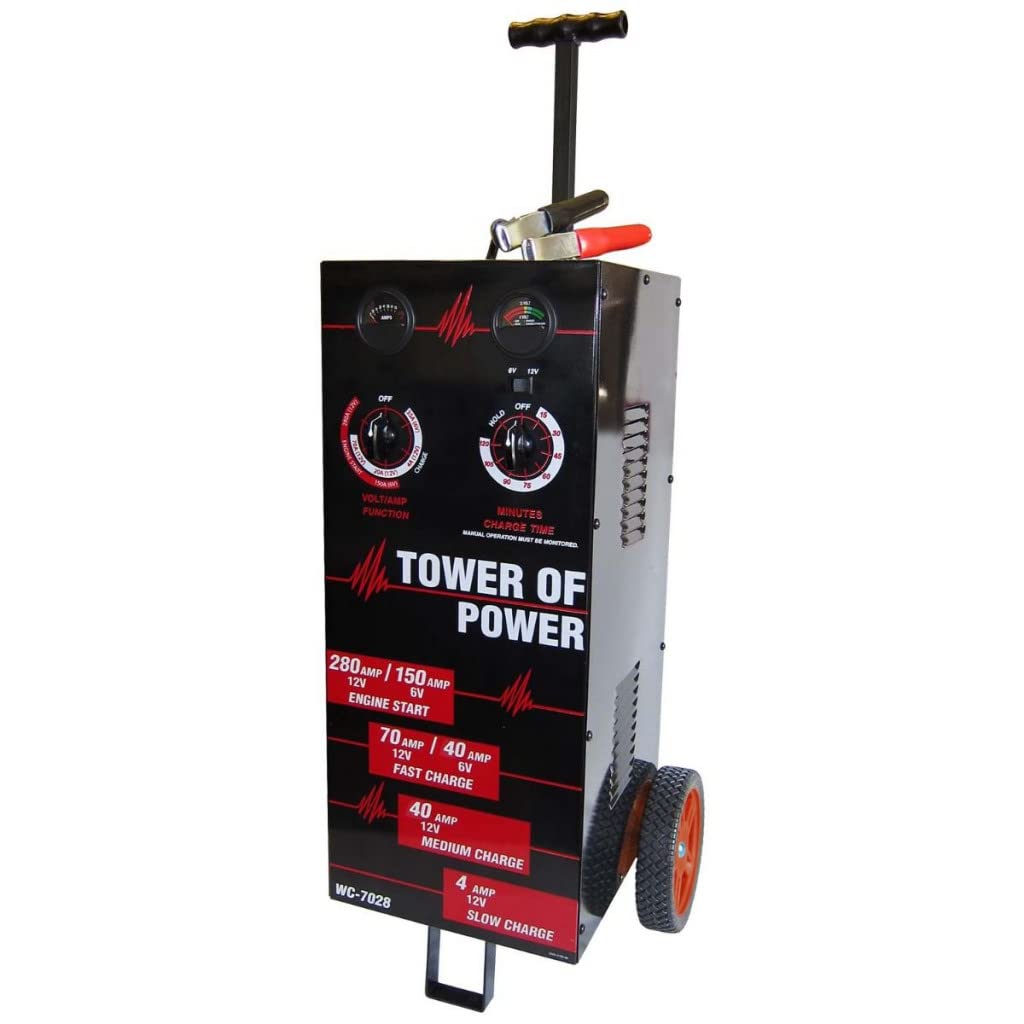 AutoMeter 70/30/4/280 AMP Wheel Charger Tower of Power - Heavy Duty Battery Charger for Trucks, Cars & RVs - Perfect for Garage, Auto Shop & Roadside Emergencies