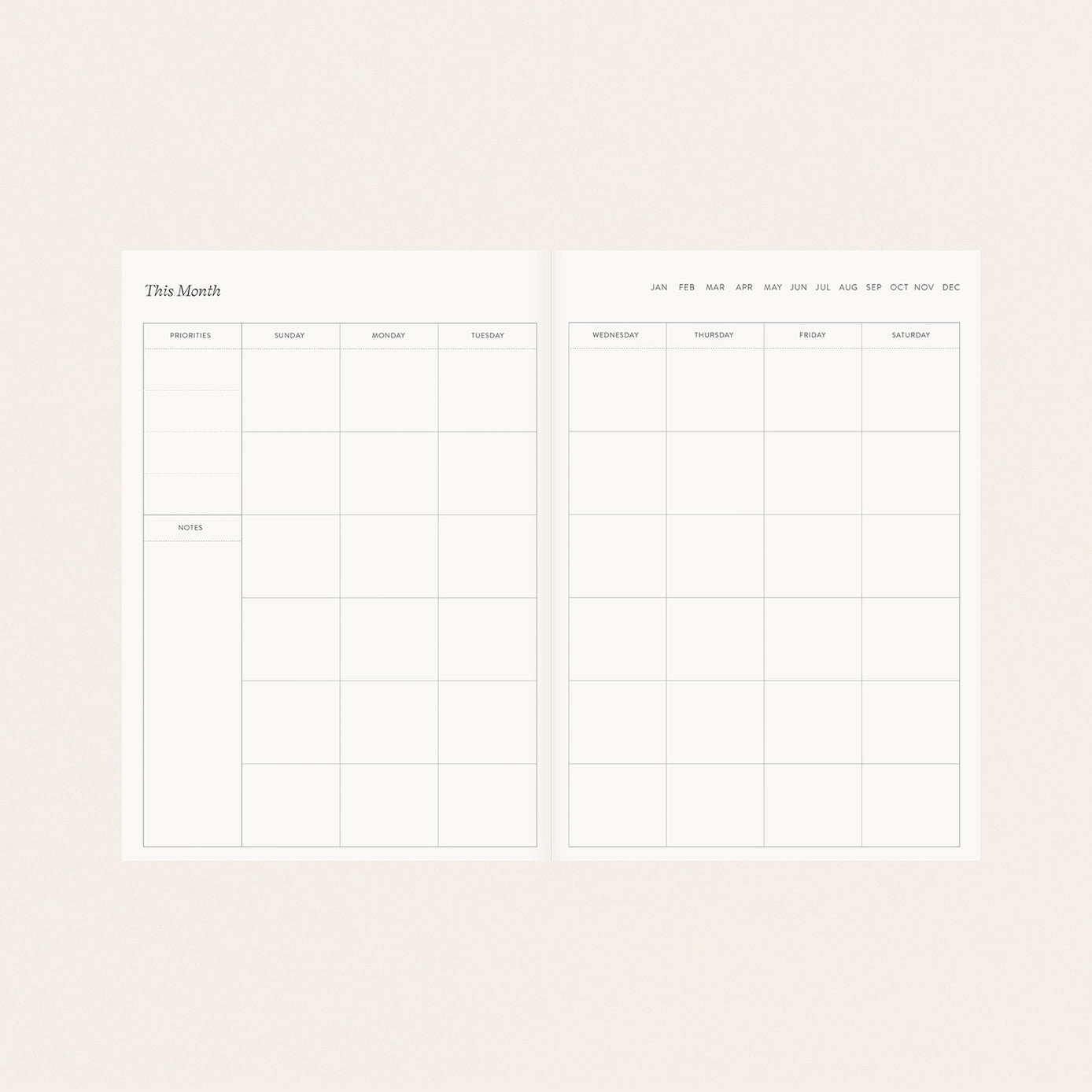 Botanica Paper Co. Linen Bound Undated Weekly Planner with Song Birds Design - Perfect for Daily Planning, Journaling & Productivity | Office, School & Home Use