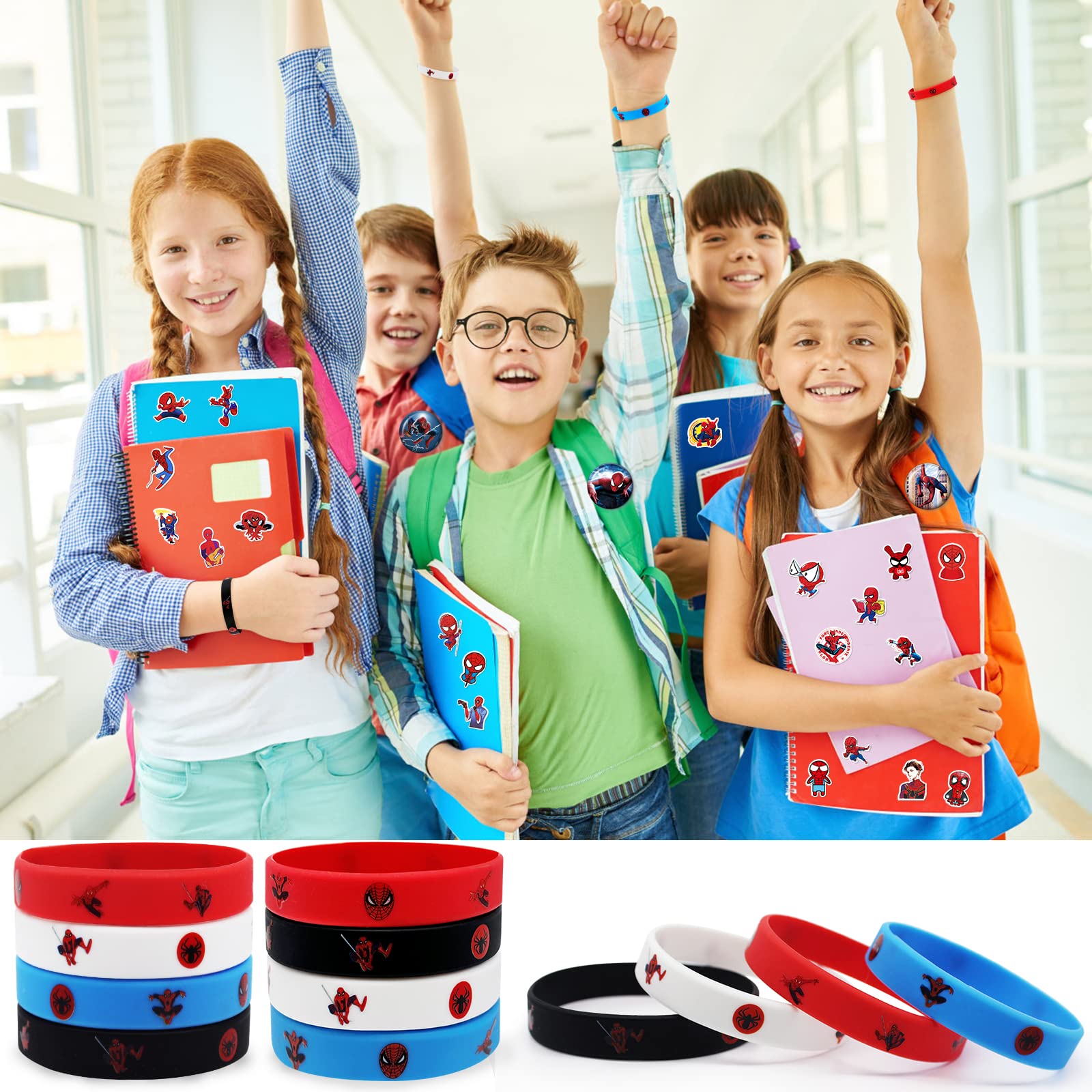 116Pcs Spider Themed Birthday Party Supplies Kit - Includes Gift Bags, Masks, Bracelets, Keychains, Button Pins & Stickers for Halloween, Classroom Rewards & Christmas Prizes | Perfect for Kids' Parties, School Events & Themed Celebrations