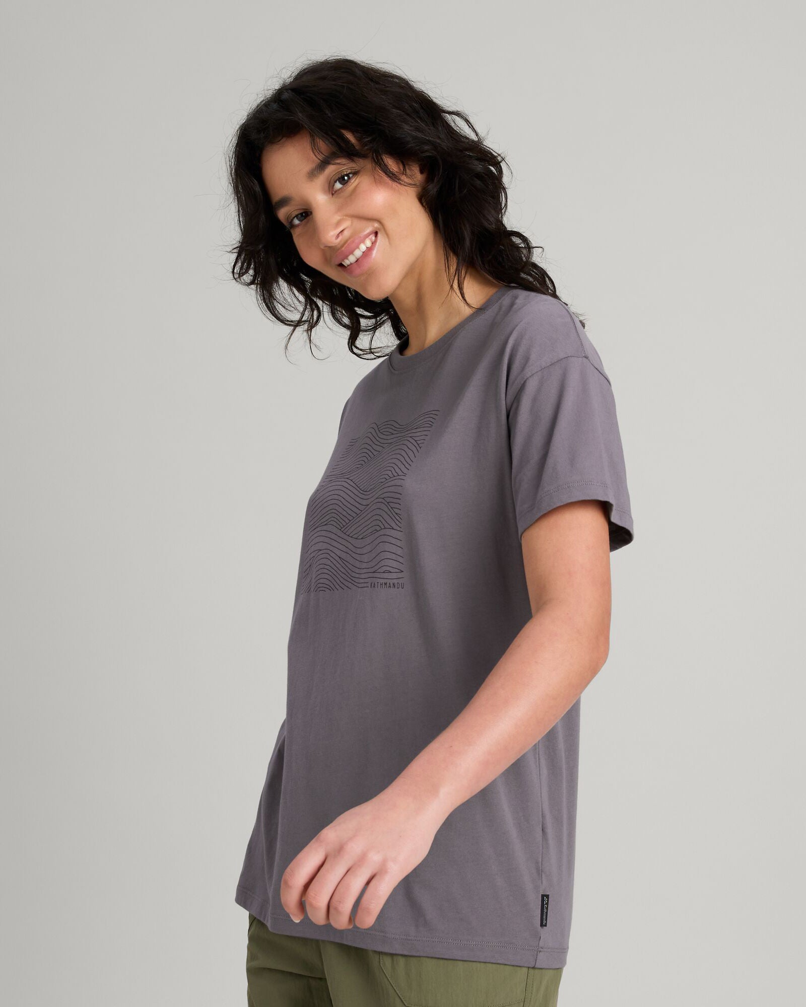 Organic Cotton Women's Ripple T-Shirt - Light Quartz Color | Soft & Breathable Casual Tee for Everyday Wear, Yoga & Outings