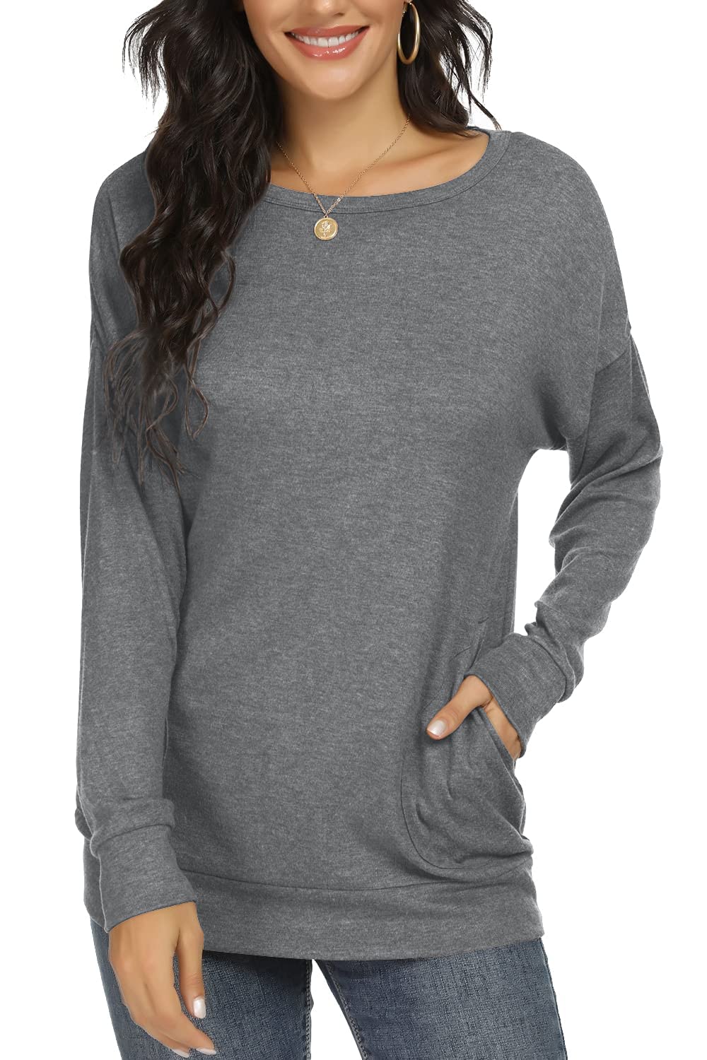 Women's Long Sleeve Casual Tops - Stylish Tunic Blouse with Pockets for Work, Office & Everyday Wear | Fashionable & Comfortable Shirts for Women