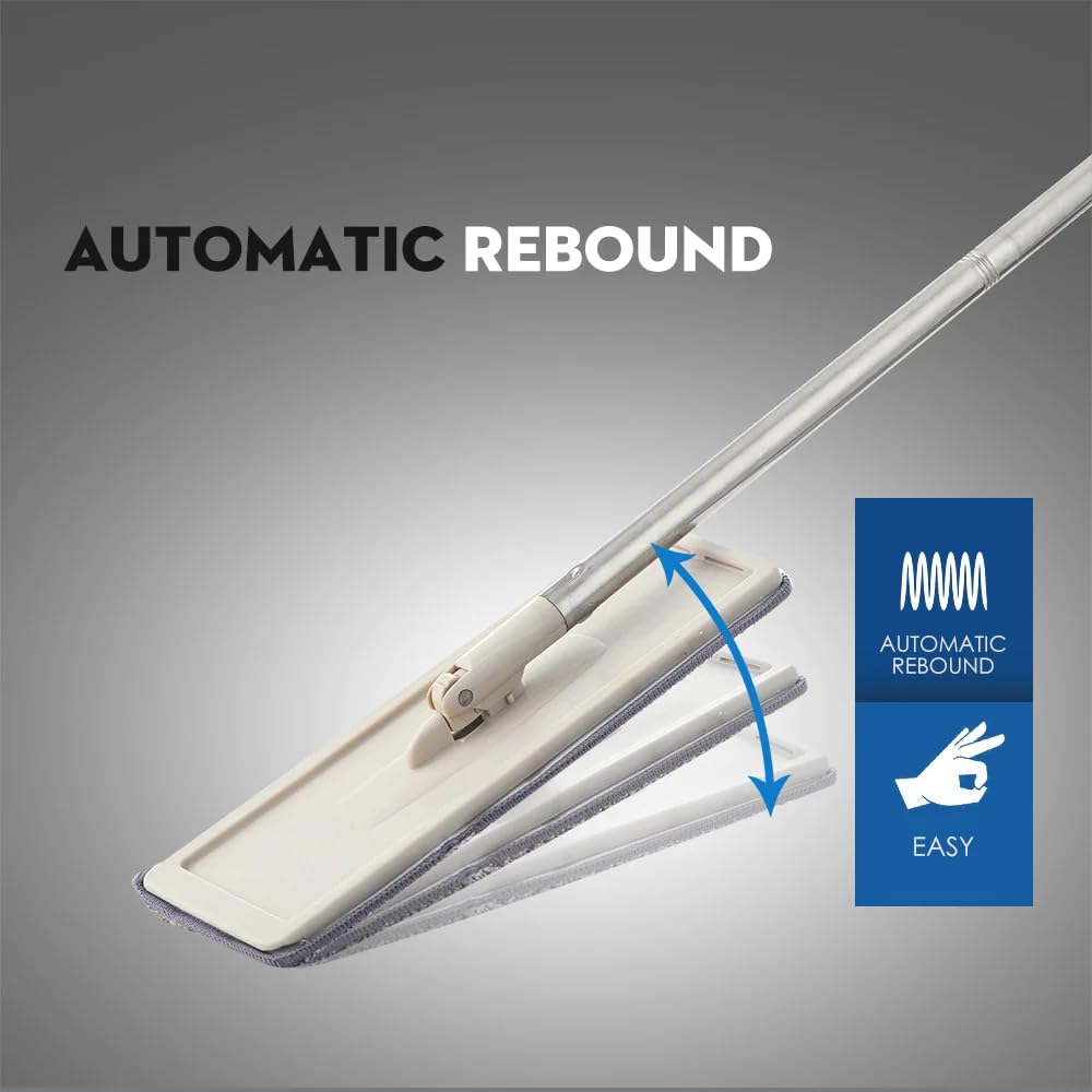 Hands-Free Flat Squeeze Mop with Bucket Wringer Set - Lightweight Floor Cleaning System for Hardwood, Tile & Laminate - Perfect for Home, Kitchen & Bathroom Cleaning