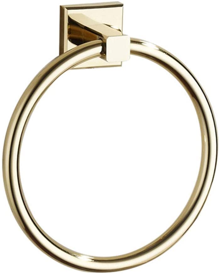 YEIRNTP Gold Towel Ring - Reversible Bathroom Towel Holder, Round Toilet Towel Rack Hardware for Modern & Classic Bathrooms - Perfect for Bathroom, Kitchen, Spa Decor (Gold)