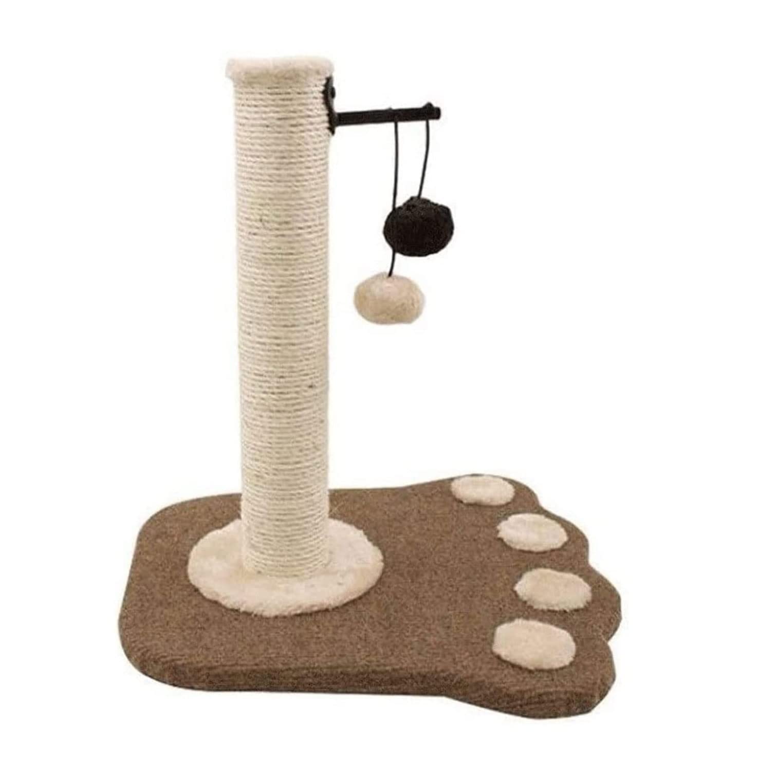 NesRabbit Textured Cat Scratching Post with Sisal Rope & Plush Platform - Interactive Cat Tree with Ball Toys for Play & Exercise - Perfect for Indoor Cats to Scratch, Climb & Relax in Living Room or Bedroom