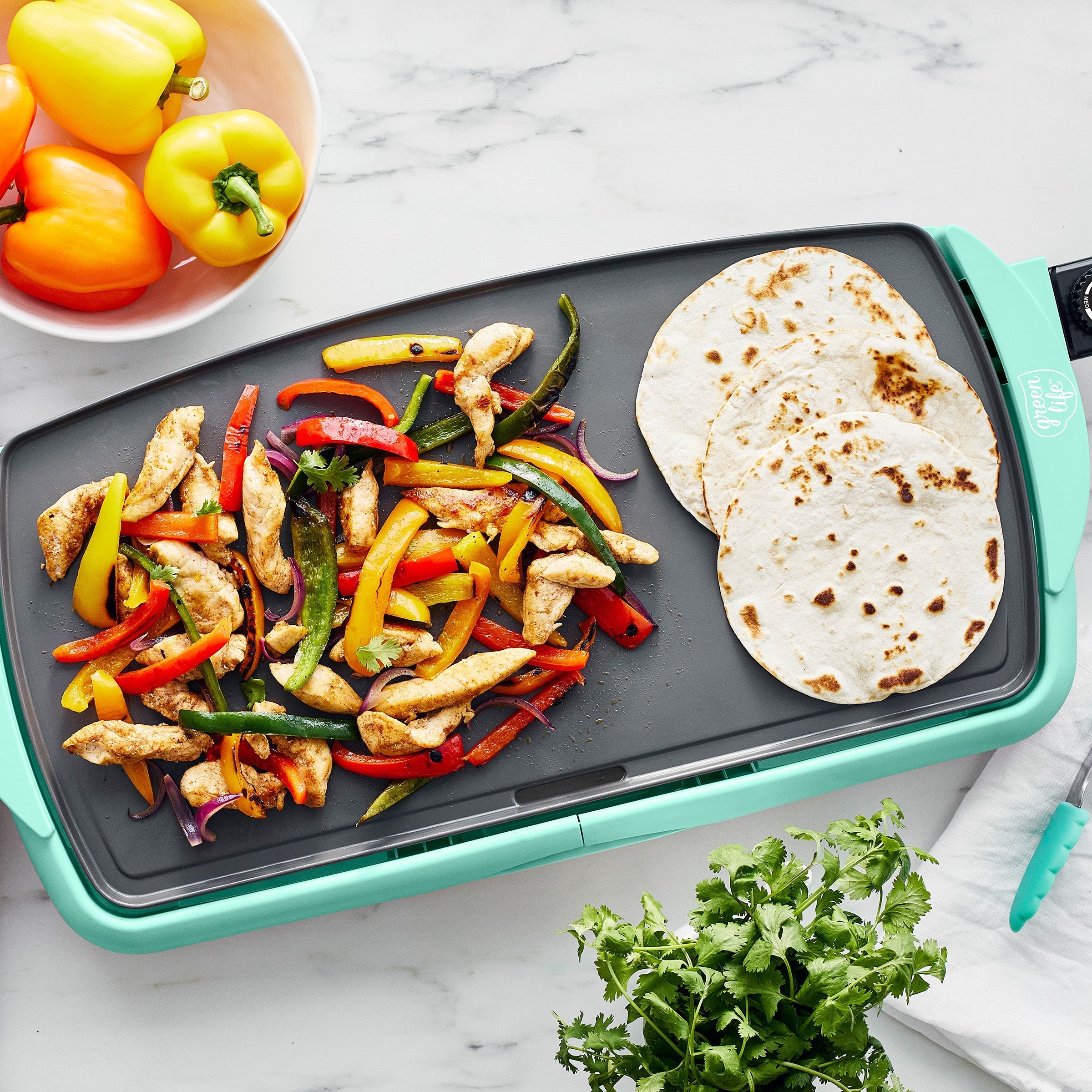 GreenLife Healthy Griddle XL - Non-Toxic Ceramic Nonstick Grill Pan, Turquoise | Perfect for Grilling, Searing & Cooking Healthy Meals at Home