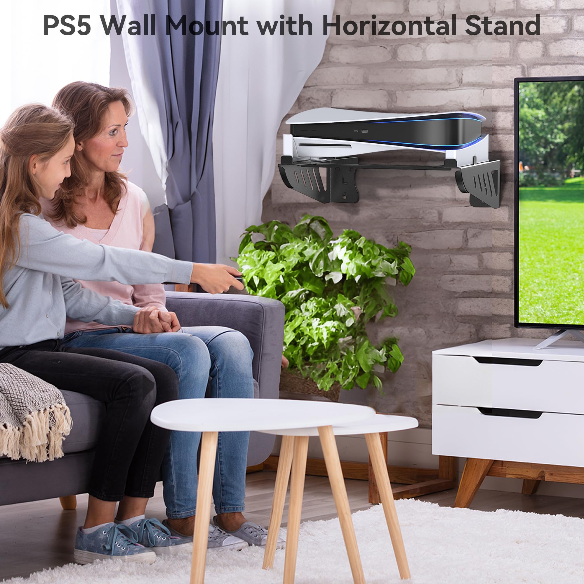 Upgraded PS5 Wall Mount Kit - Horizontal Floating Shelf for PS5 Disc & Digital Edition | Stable Screw Fixing | Perfect for Gaming Room & Living Room Organization | PS5 Accessories & Stand