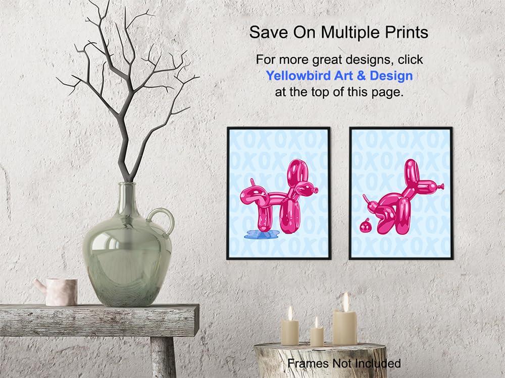 Trendy Pink & Blue Bathroom Wall Art Set - 11x14 Modern Preppy Decor for Men & Women - Funny Aesthetic Bathroom Accessories - Perfect for Pop Art Style Bathrooms, Guest Baths & Teen Room Decor
