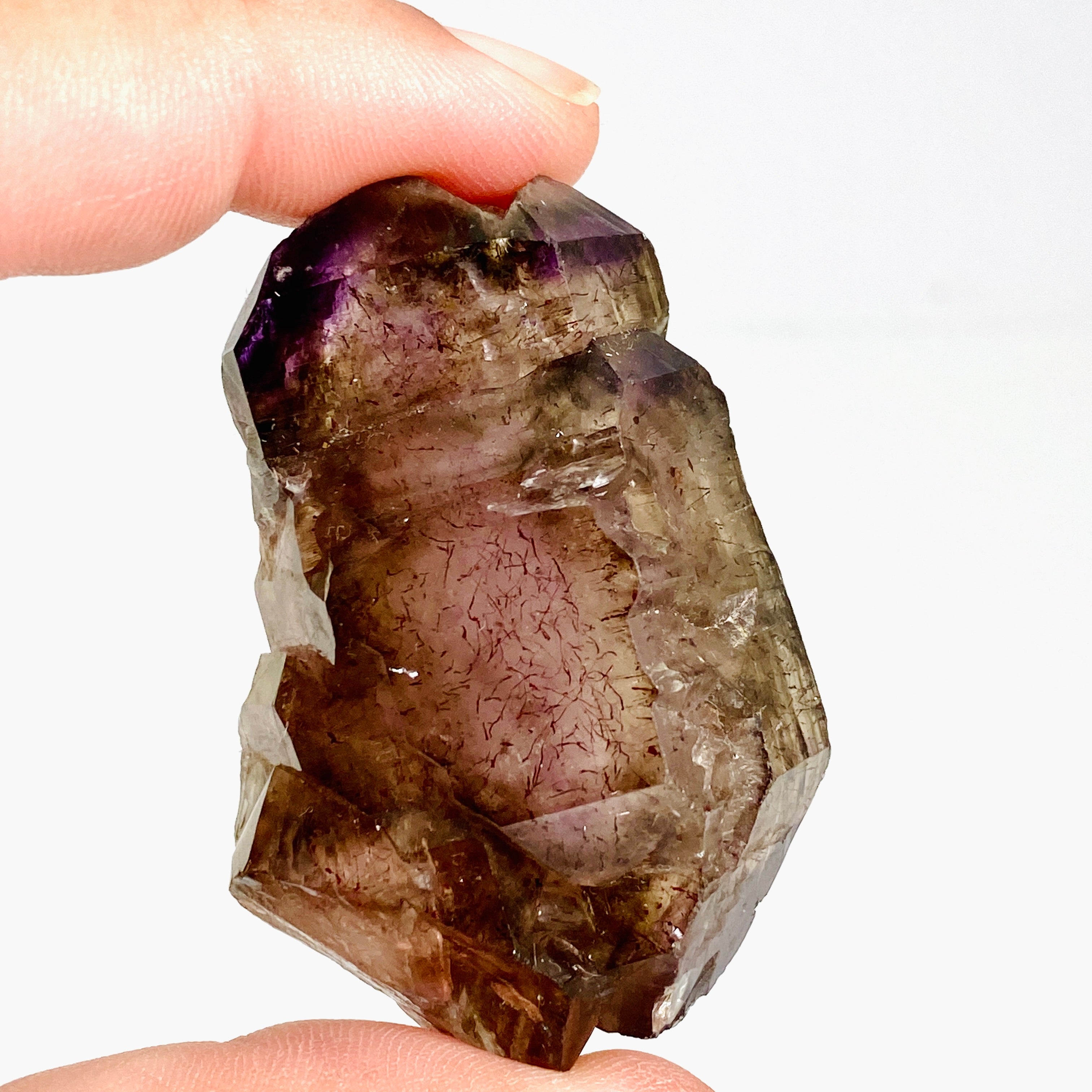 Natural Smokey Amethyst Elestial Crystal with Unique Inclusions (Similar to Super Seven & Brandberg) - CR3730 for Meditation, Energy Healing & Spiritual Growth