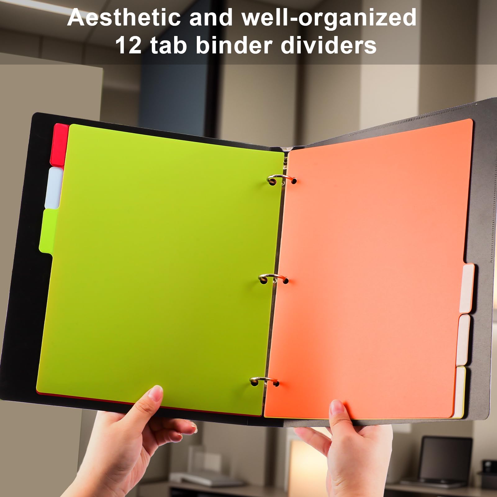 12-Piece Colorful Plastic Tab Dividers for 3-Ring Binders - 2 Sets of 6 Tabs, Durable Page Organizers for School, Office & Home Filing Systems - Perfect for Notebooks, Presentations & Document Organization