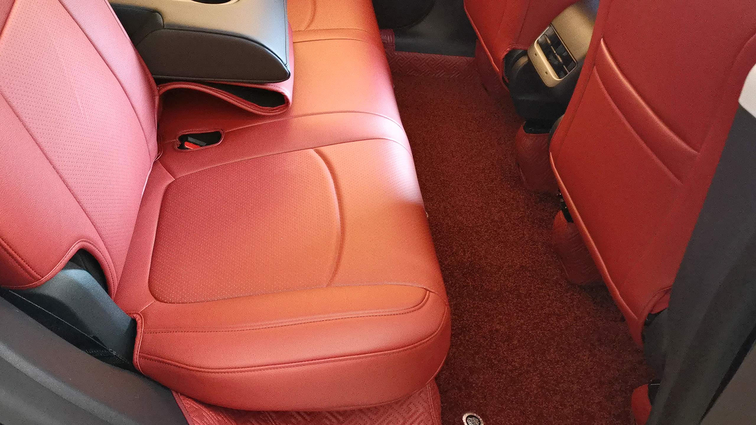Premium Tesla Model Y Seat Covers (2017-2023) - Custom Fit Synthetic Leather Car Seat Protectors - All Weather Back Seat Cover Only - Perfect for Road Trips & Daily Commute