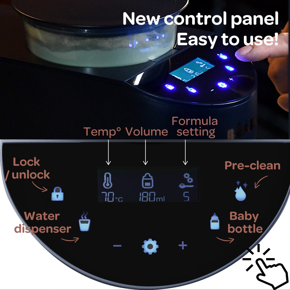 Beaba Milkeo Plus Automatic Baby Formula Maker - Instant Bottle Warmer & Milk Dispenser for Newborns & Infants | Perfect for Night Feedings & Travel
