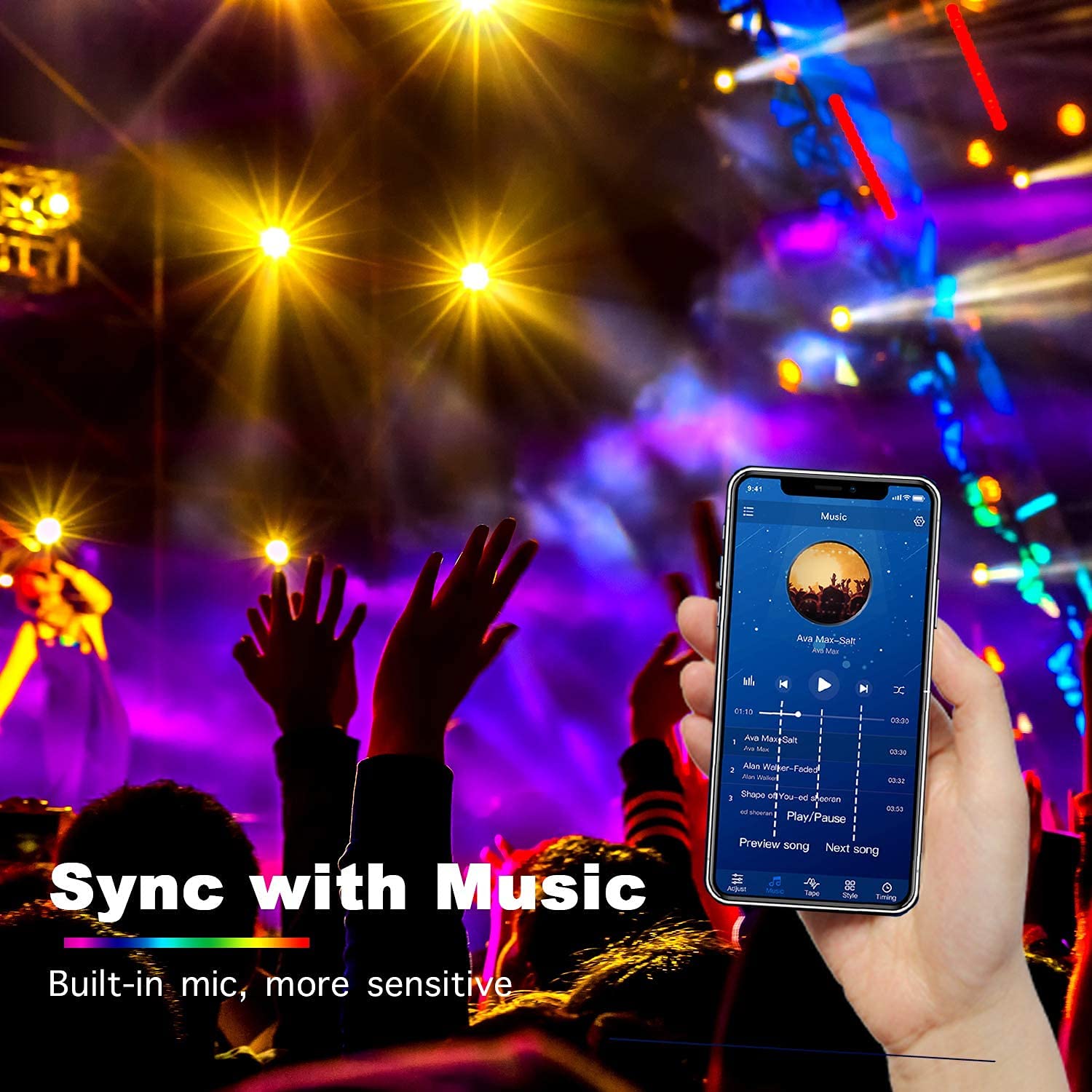 Phopollo 20M LED Strip Lights with Remote & App Control - Smart RGB Music Sync Light Strips with Mic, Flexible 12V LED Lights for Bedroom, Ceiling, Party, Stairs Decor (10Mx2 Pack) - Perfect for Home Theater, Gaming Room & Holiday Lighting