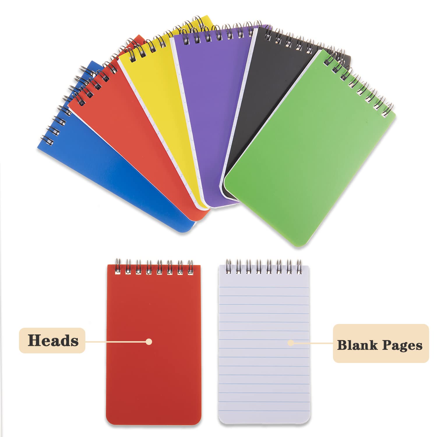 6-Pack Pocket Notebooks - 3x5 Inch Small Spiral Notepads, Mini Memo Pads for Journaling, Notes & To-Do Lists - Perfect for Students, Office & Travel Organization