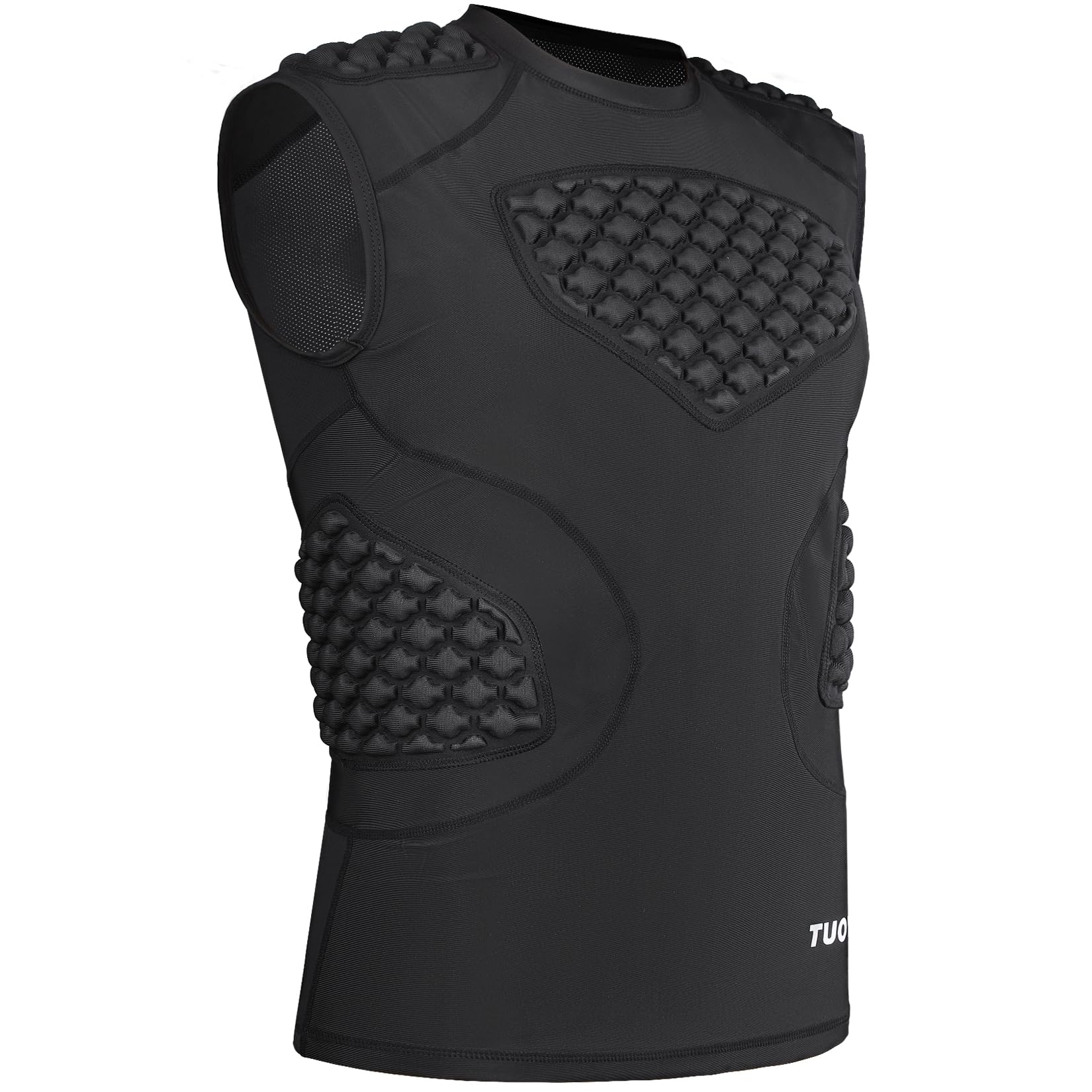 Men's Football Padded Compression Shirt - Baseball Chest Protector with Rib & Heart Guard for Rugby, Lacrosse, Softball | Breathable Protective Undershirt for Sports Training & Games