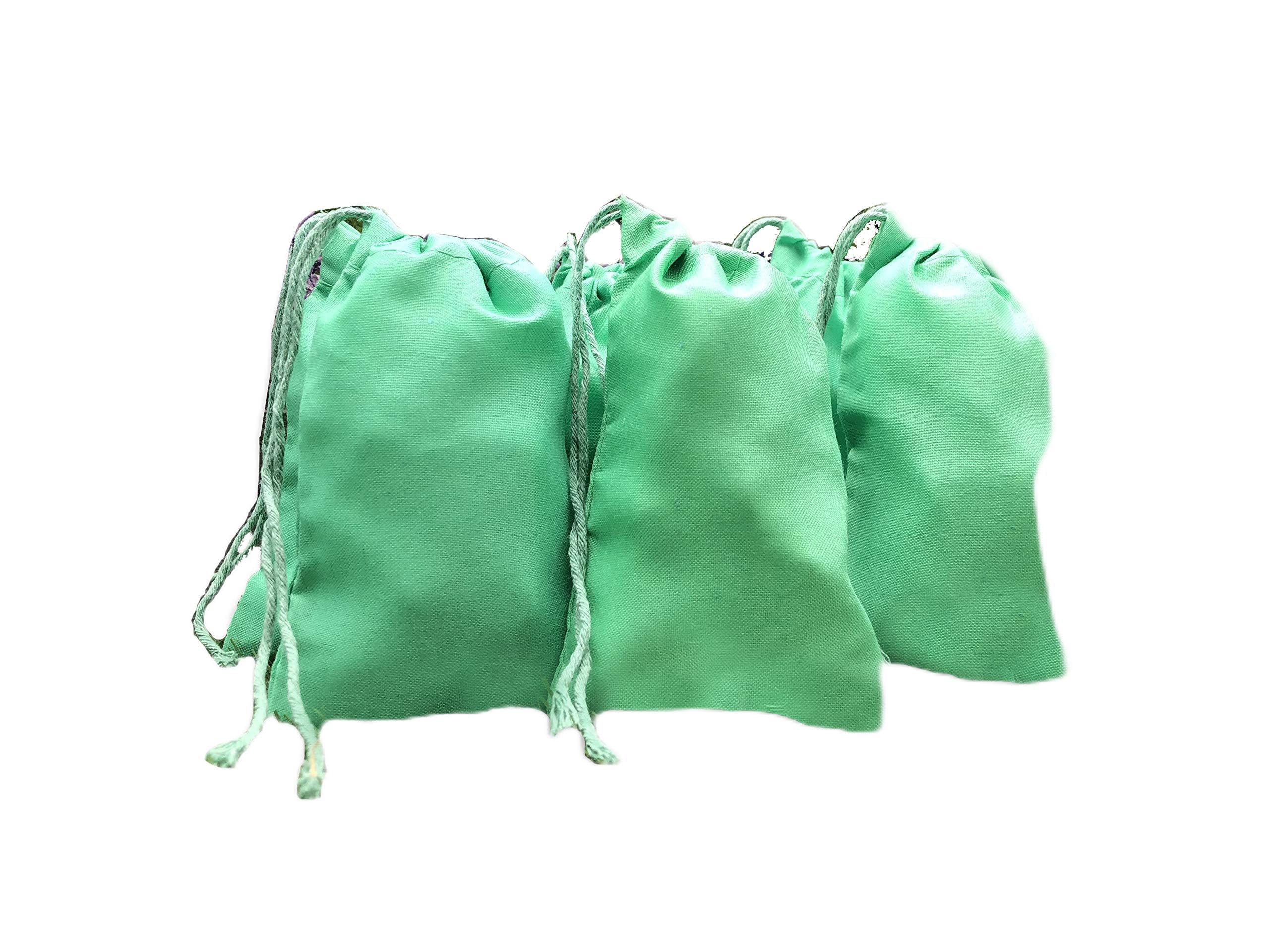 Eco-Friendly Green Cotton Christmas Drawstring Bags - 3x5 Inches (200 Pcs) | 145 GSM Reusable Kitchen & Grocery Storage | Small Christmas Gift Bags for Treats, Herbs & Holiday Presents | Perfect for Party Favors, Stocking Stuffers & Festive Gifting