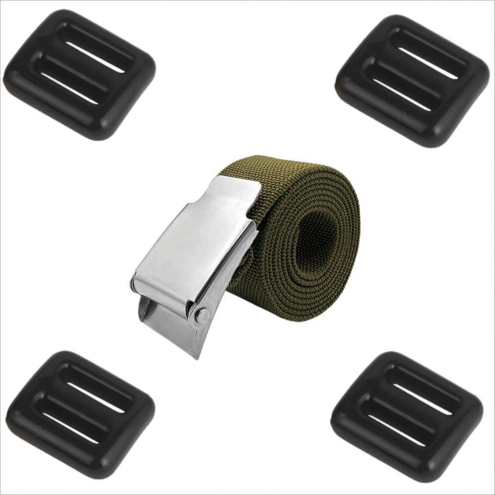 4Pcs 2.2 lb Scuba Diving Weights with Adjustable Belt - Lead Dive Weights for Free Diving, Spearfishing & Snorkeling - Fits Waist Up to 64 Inches - Perfect for Ocean, Pool & Training Sessions