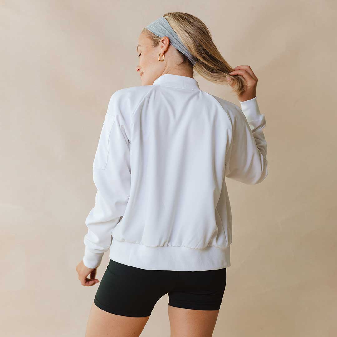 BYU Bomber Jacket for Men & Women - Lightweight White Windbreaker Jacket with Zipper Closure - Perfect for Casual Wear, Street Style & Outdoor Activities