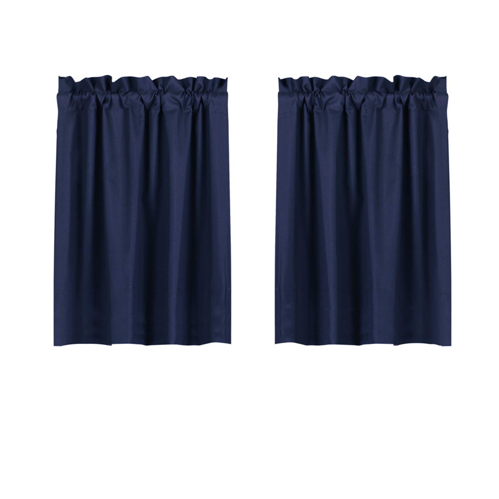 Valea Home Blackout Curtains for Small Windows - 30 x 36 Inch Navy Blue Room Darkening Short Curtains with Rod Pocket - 2 Panels Set for Kitchen, Bedroom & Home Decor - Perfect for Light Control and Privacy