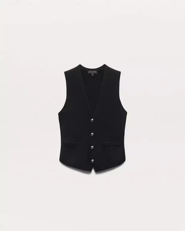 Ella Merino Wool Blend Sweater Vest for Women - Soft & Warm Knit Sleeveless Pullover - Black - Perfect for Layering, Office Wear & Casual Outfits