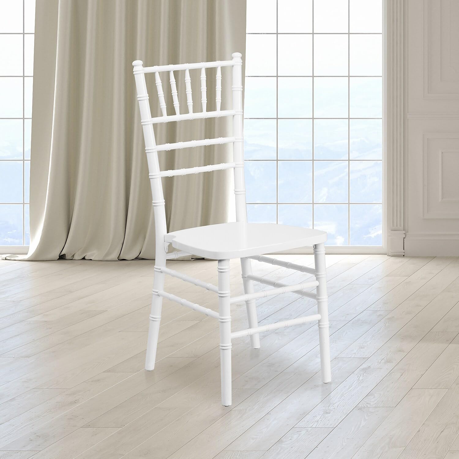 Flash Furniture 2-Pack HERCULES Series White Wood Chiavari Chairs - Elegant Wedding, Banquet & Event Seating for Indoor/Outdoor Use