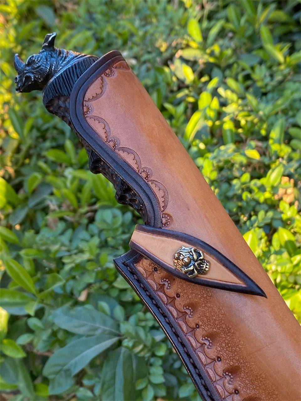 Premium VG10 Damascus Steel Hunting Knife with Exotic Ebony Wood Handle - Perfect for Outdoor Adventures, Camping, and Survival Gear