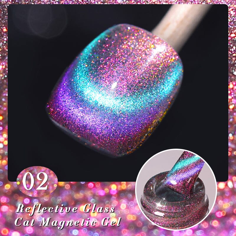 Reflective Glass Cat Magnetic Gel Nail Polish - 10ml Long-Lasting Shine for Manicures & Pedicures - Perfect for Nail Art, Salon & Home Use