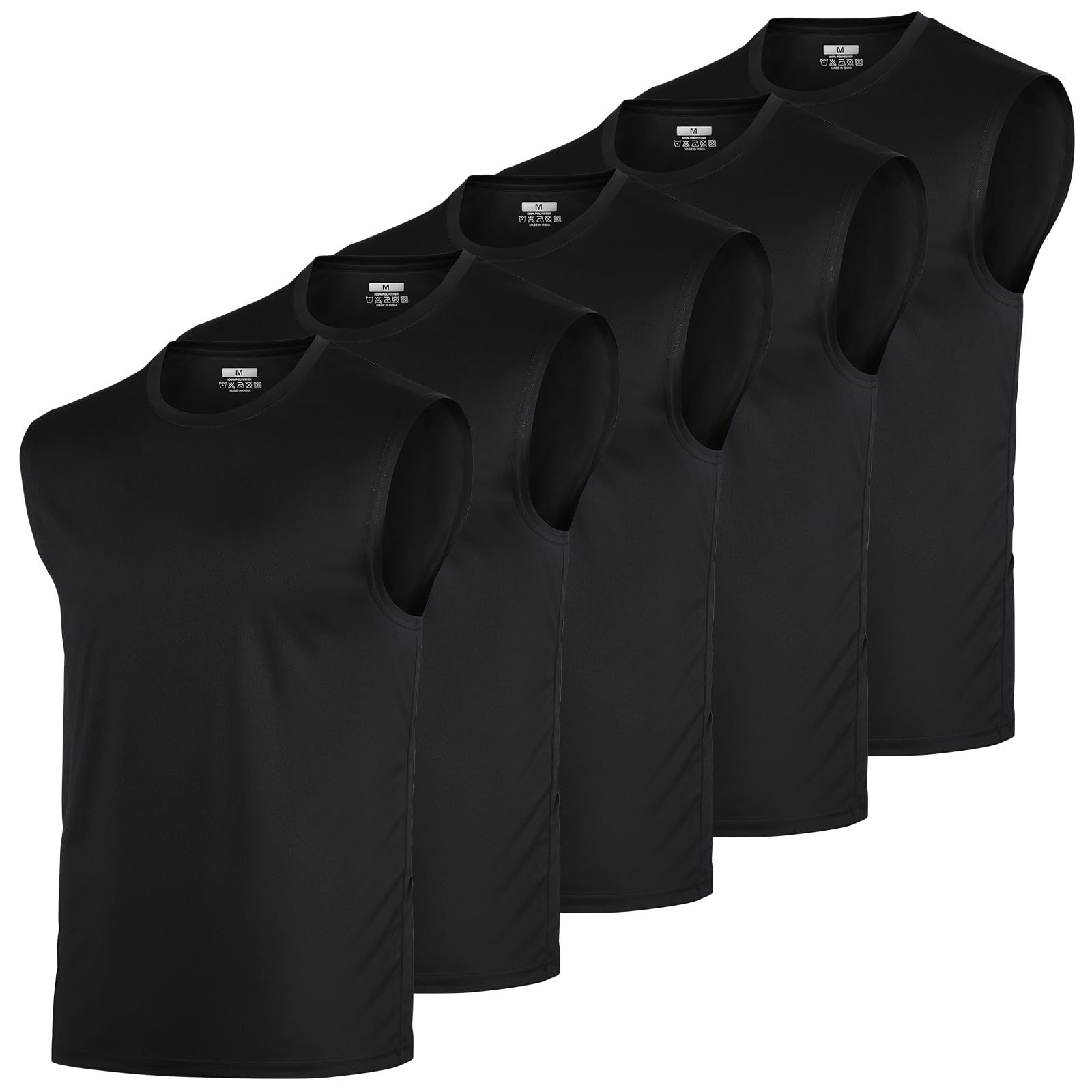 5 Pack Men's Tank Tops - Breathable Sleeveless Gym Shirts for Workout & Muscle Training - Athletic Performance Shirts for Running, Weightlifting & Summer Fitness