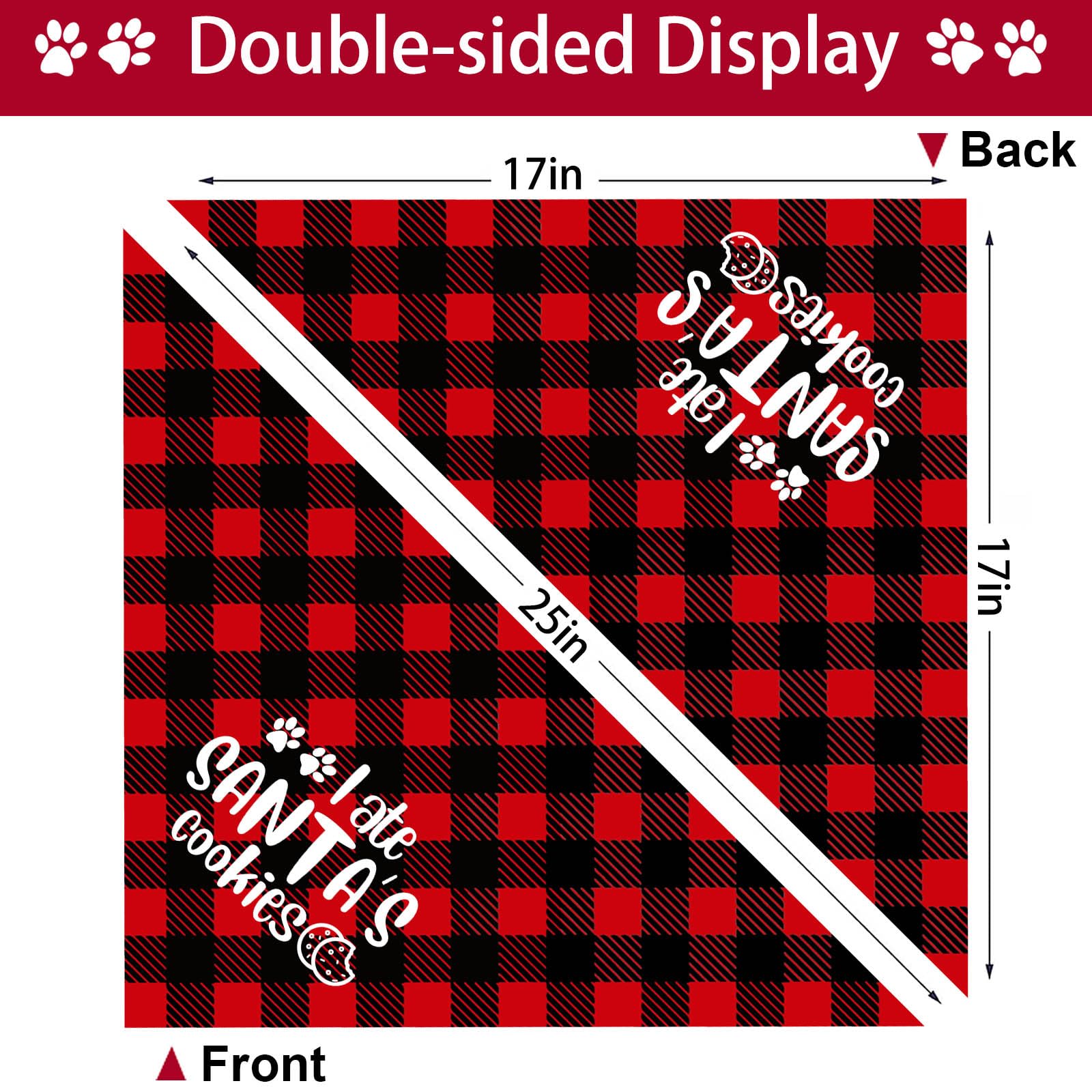Christmas Dog Bandanas 2 Pack - Red Green Plaid Pet Bandana & Cat Scarf Set for Holiday Photos, Parties & Gifts