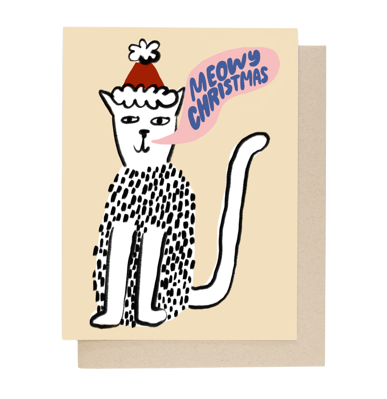 Meowy Christmas Card - Festive Holiday Greeting Card with Cute Cat Design - Perfect for Family, Friends & Coworkers