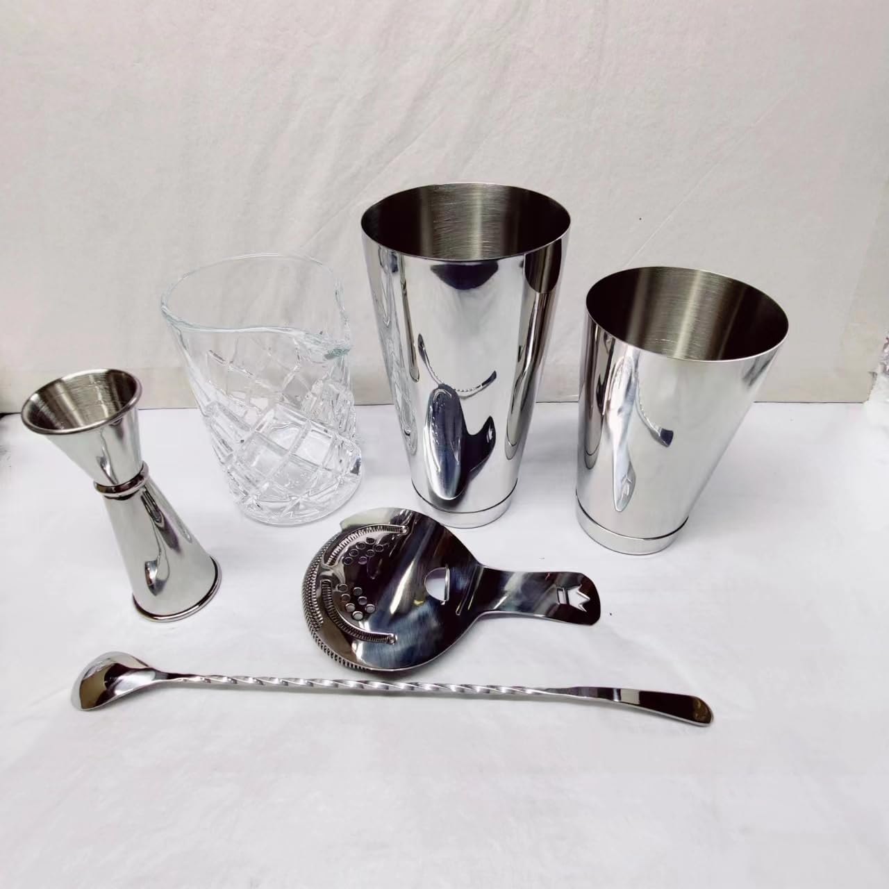 Premium Stainless Steel Cocktail Set - 6-Piece Bar Tools Kit with Jigger, Hawthorne Strainer, Shaking Tins, Mixing Glass & Bar Spoon | Professional Bartender Essentials for Home Bars, Parties & Mixology | Cocktail Kingdom®