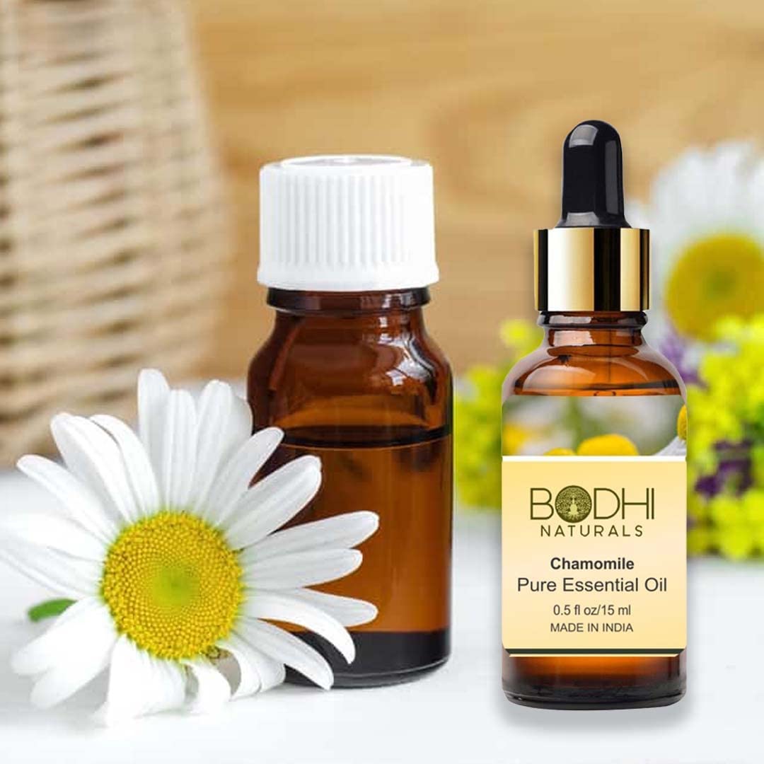 BODHI NATURALS 100% Pure Chamomile Essential Oil - 15ml for Blemish Reduction, Even Skin Tone, Stress Relief & Better Sleep | Aromatherapy, Massage & Diffuser Use