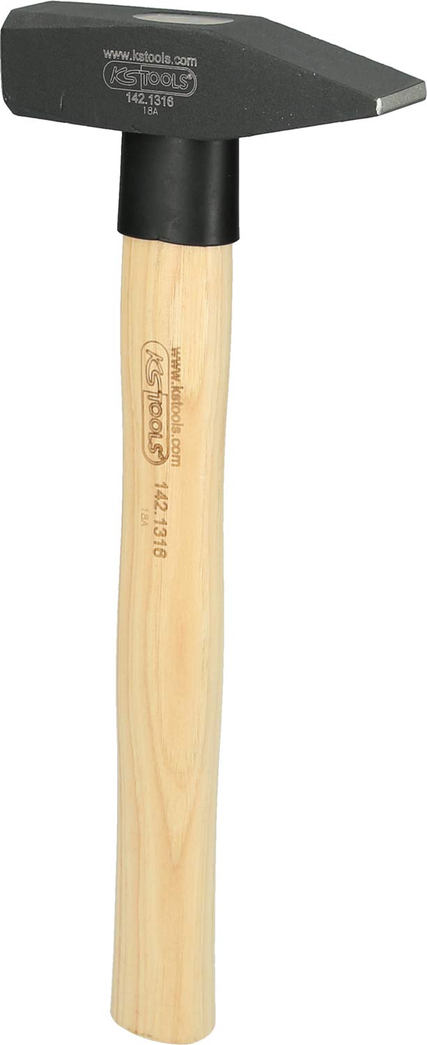 KS Tools 142.1316 Professional Fitters Hammer with Hickory Handle - 600g Heavy Duty for Metalworking, Automotive Repair & Construction Projects