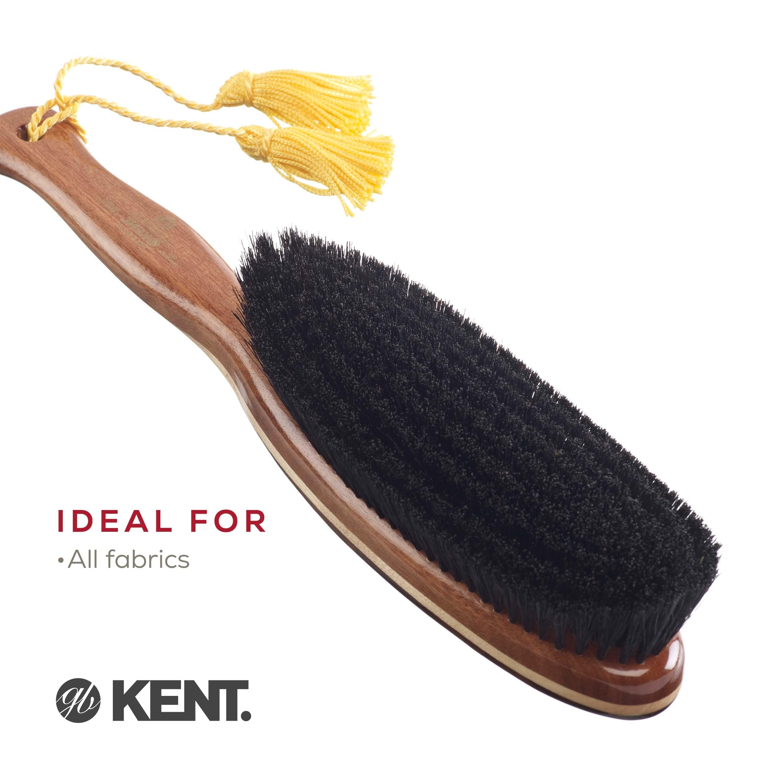 Premium KENT CR8 Clothes Brush - 100% Natural Black Boar Bristle Lint Remover for Cashmere, Wool & Silk | Gentle Fabric Care for Fibers, Fluff & Pet Hair Removal | Luxury Wooden Handle Made in England | Perfect for Delicate Garments, Suits & Home Textile Maintenance