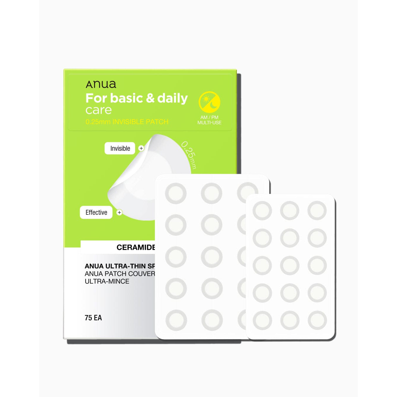 ANUA Ultra Thin Spot Cover Patch 75 PCS | Acne Treatment Patches for Face, Pimple & Blemish Care | Clear Skin Solution for Overnight Healing & Makeup Application