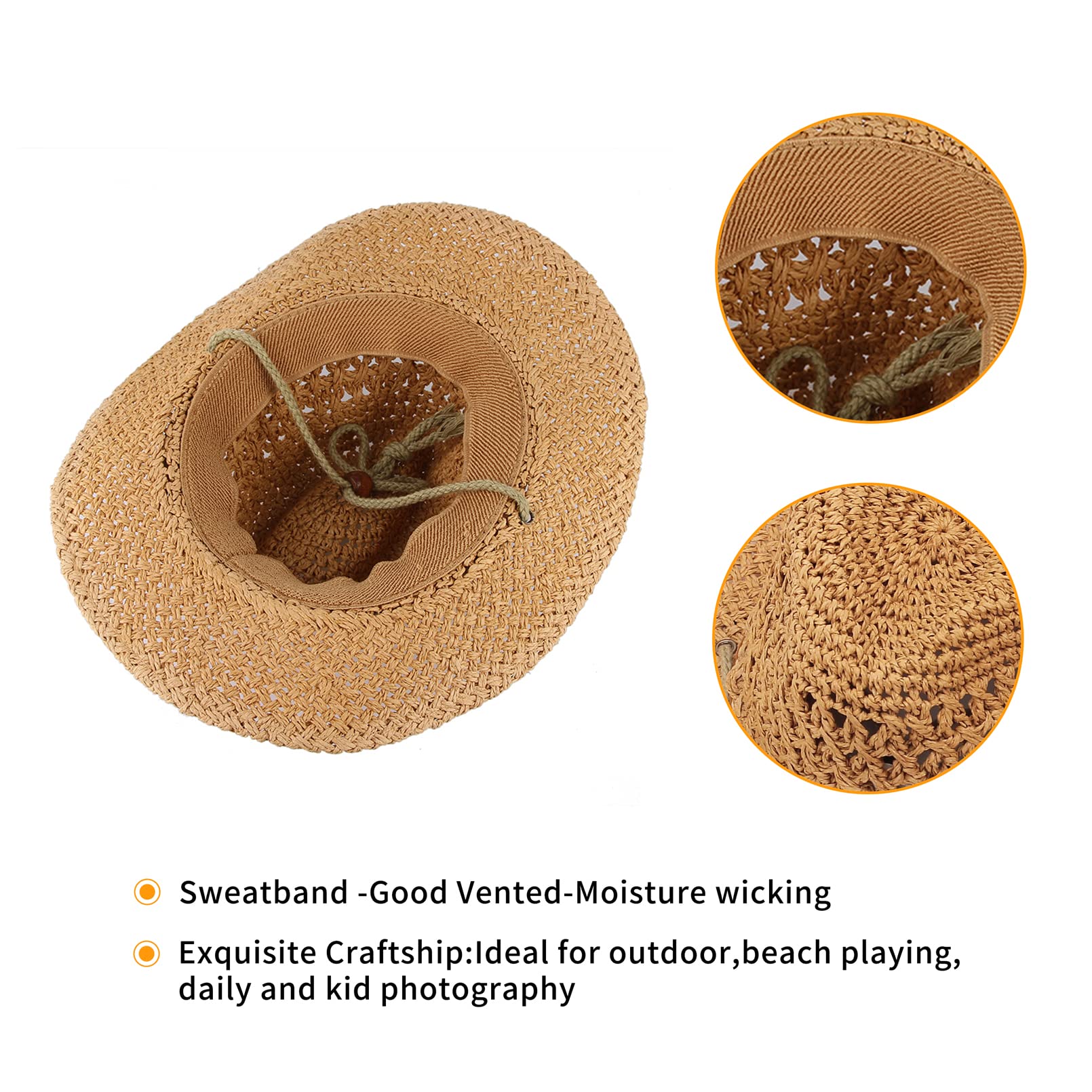 GEMVIE Baby & Toddler Sun Protection Cowboy Hat - Wide Brim with Adjustable Chin Strap for Boys & Girls - Perfect for Beach, Outdoor Play & Western Costumes