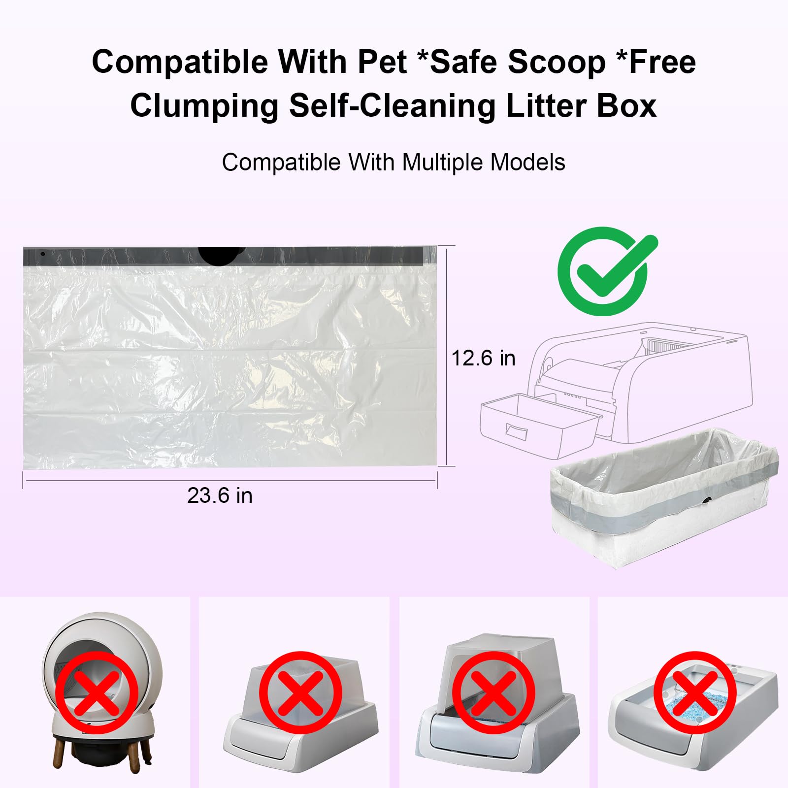 50 Count Cat Litter Box Liners - Compatible with PetSafe Scoop Free Self-Cleaning Clumping Litter Box | Drawstring Waste Bags for Easy Cleanup | Replaceable Litter Box Liners for Cats | Perfect for Multi-Cat Homes & Busy Pet Owners