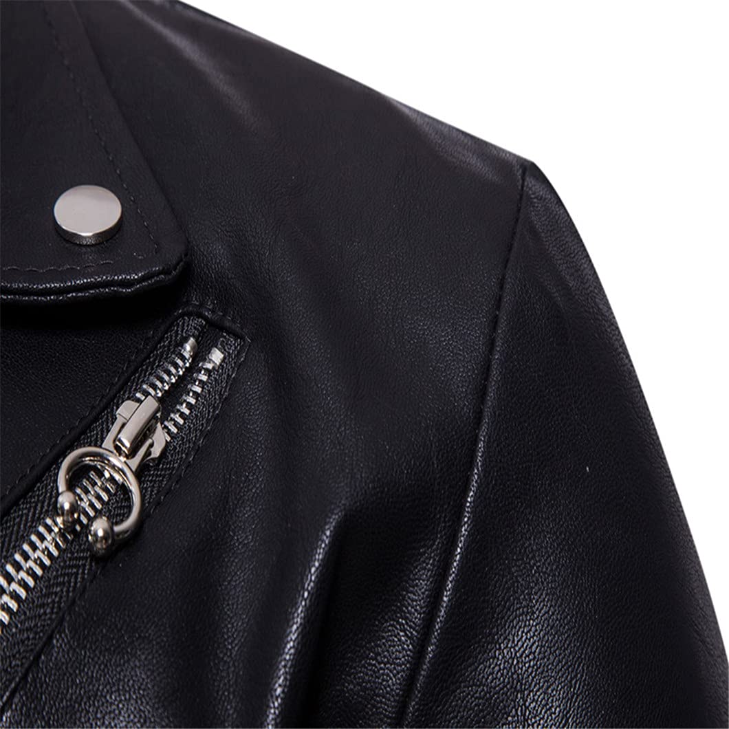 Men's Motorcycle Leather Jacket - Slim Fit Biker Jacket with Zippers, Faux Leather Outerwear for Casual Riding & Urban Style | Perfect for Motorcycle Enthusiasts & Fashionable Men