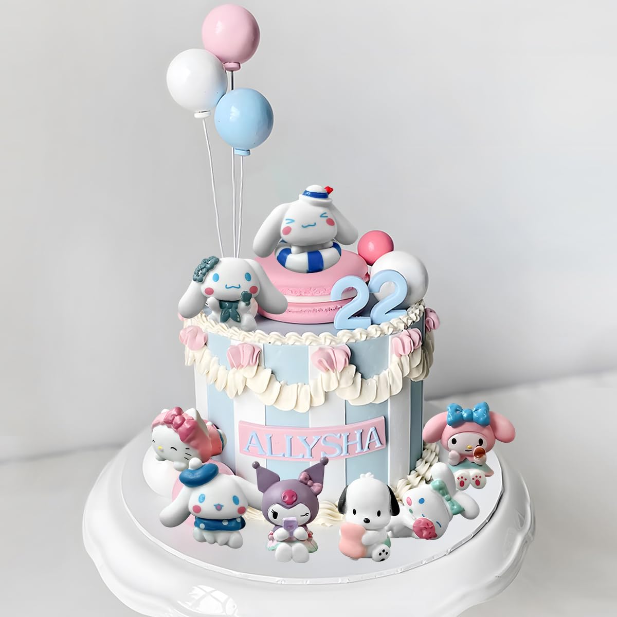 8Pcs Kuromi & Cinnamoroll Cake Toppers - White Birthday Party Decorations for Sanrio Themed Cakes, Cupcakes & Desserts - Perfect for Girls' Birthday Parties, Baby Showers & Celebrations