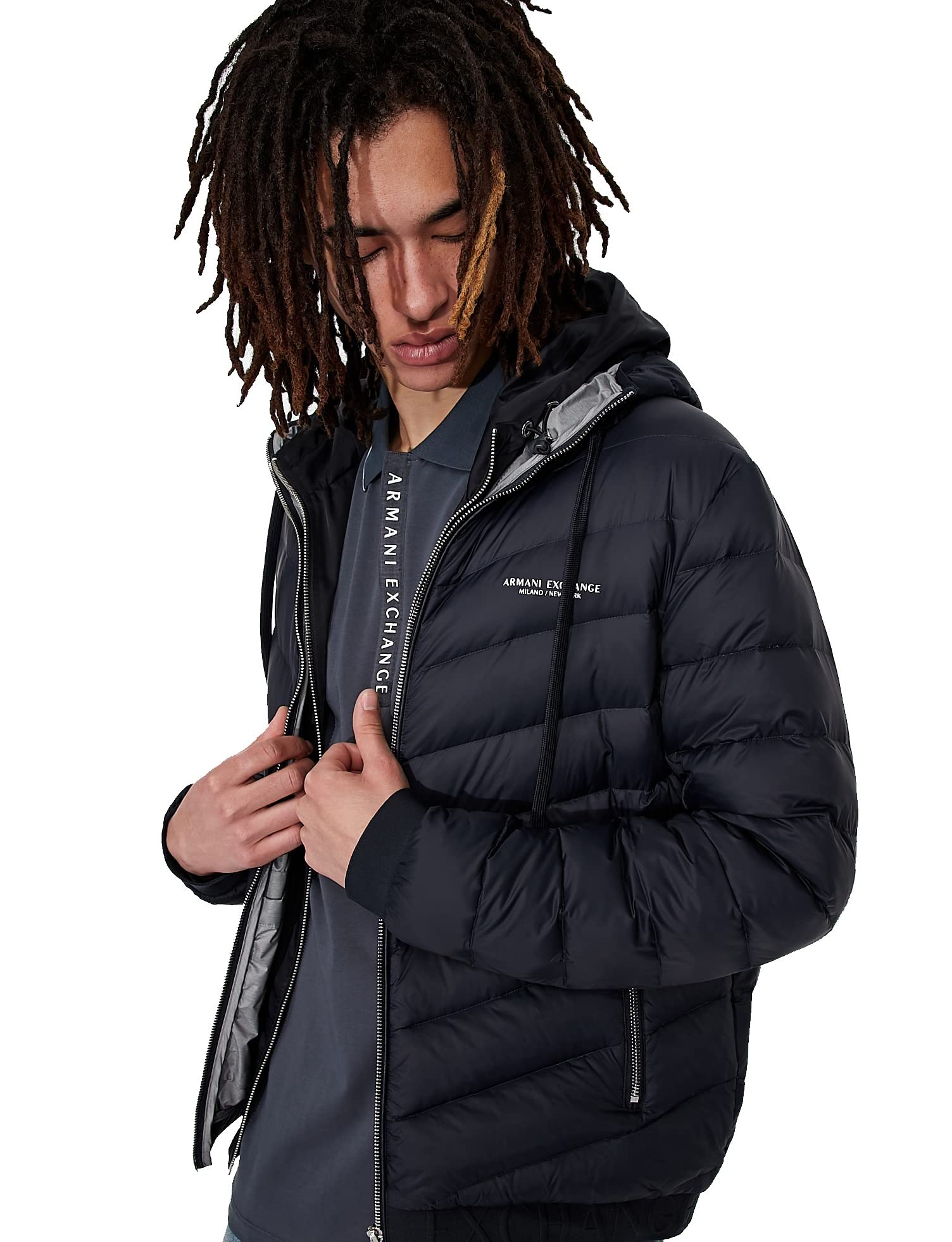 Armani Exchange Men's Quilted Double Face Full Zip Jacket | Milano New York Style | Essential Winter Coat for Casual Wear & Outdoor Activities