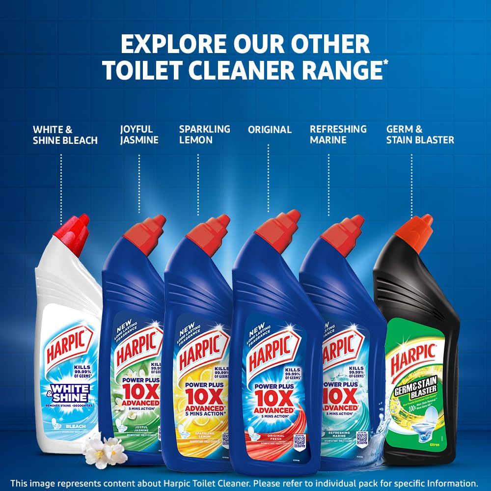 Harpic Disinfectant Toilet Cleaner Liquid - Jasmine Scent, 500ml | Kills 99.9% Germs | India's #1 Toilet Cleaner | Perfect for Bathroom & Toilet Sanitization