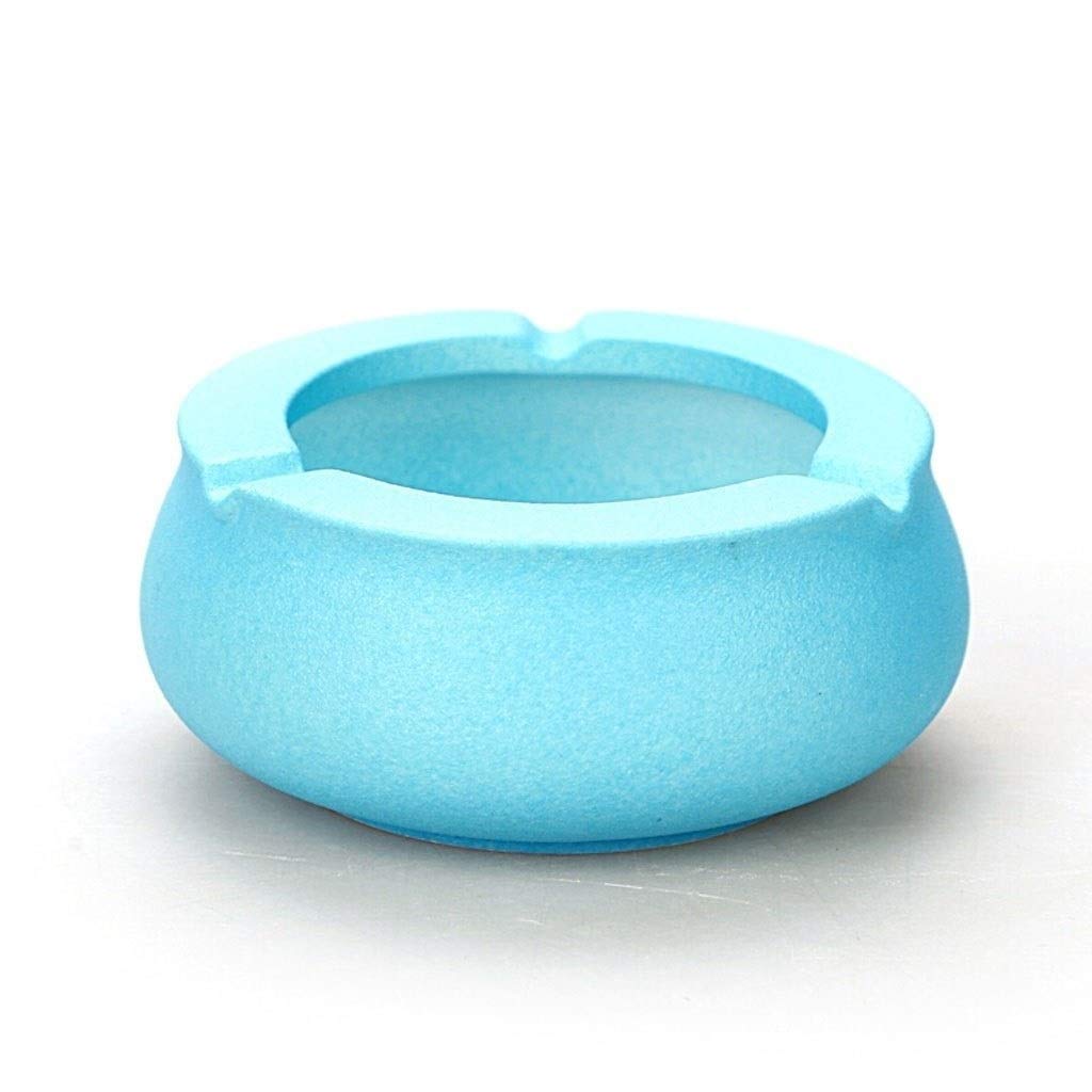 Vintage Style Round Portable Ashtray - Creative Anti-Scalding Home Decoration for Indoor & Outdoor Use (Blue) - Perfect for Living Rooms, Patios, and Smoking Areas