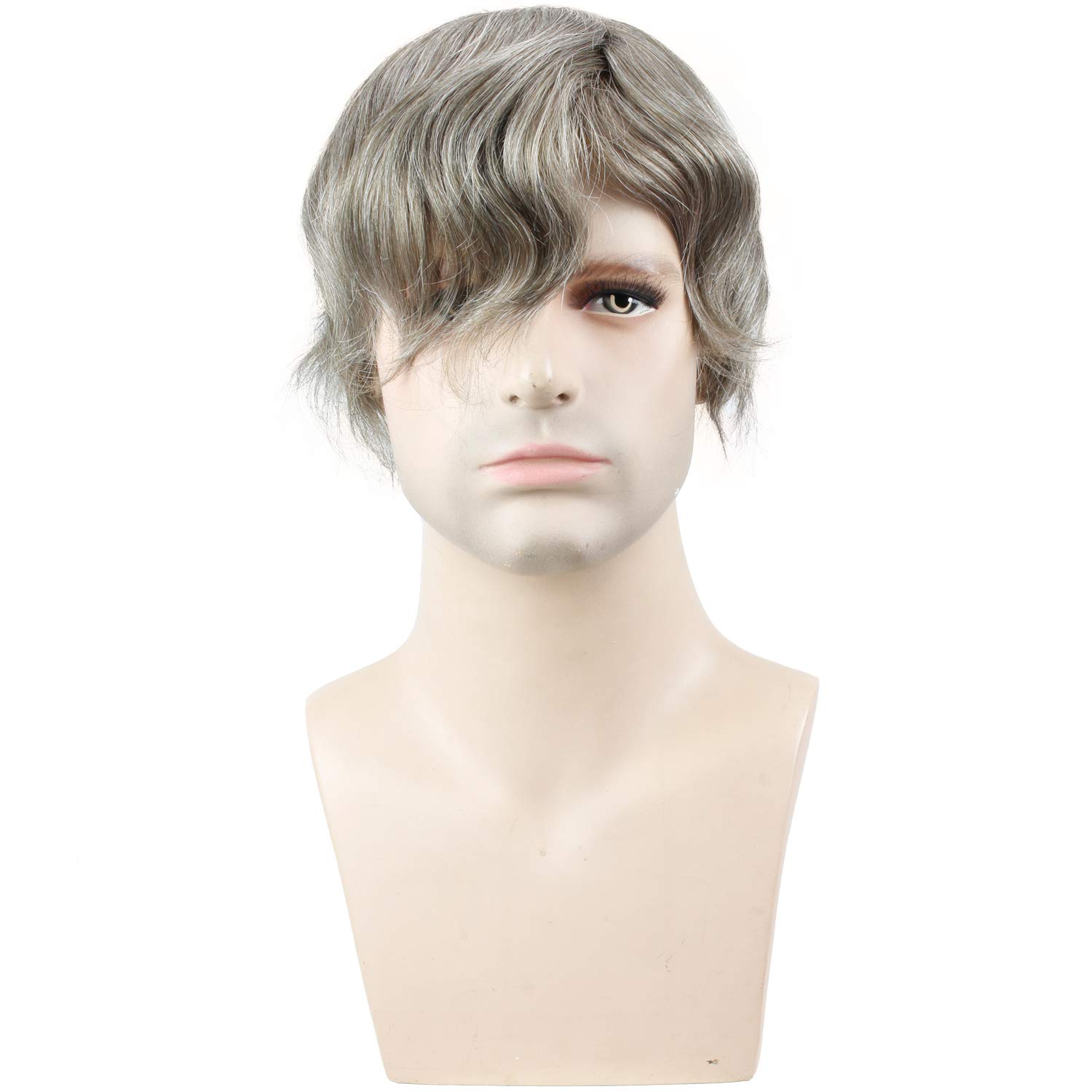 Premium Men's Toupee Hairpiece - 10x8 Inch Hair Replacement System with 80% #7 Color & 20% Grey - Natural Look for Thinning Hair & Baldness - Perfect for Daily Wear, Work & Social Events