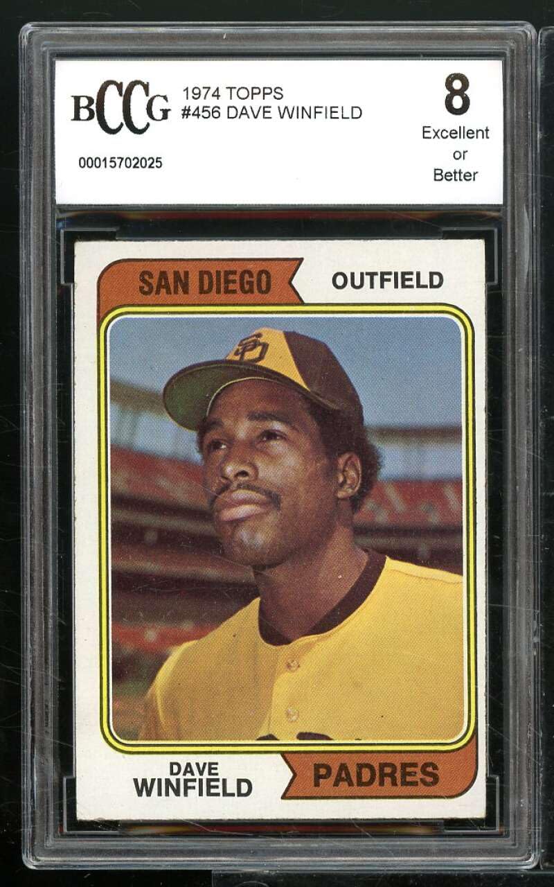 1974 Topps #456 Dave Winfield Rookie Card BGS BCCG 8 Excellent+ | Vintage Baseball Collectible | Perfect for Sports Memorabilia Collections and Investment
